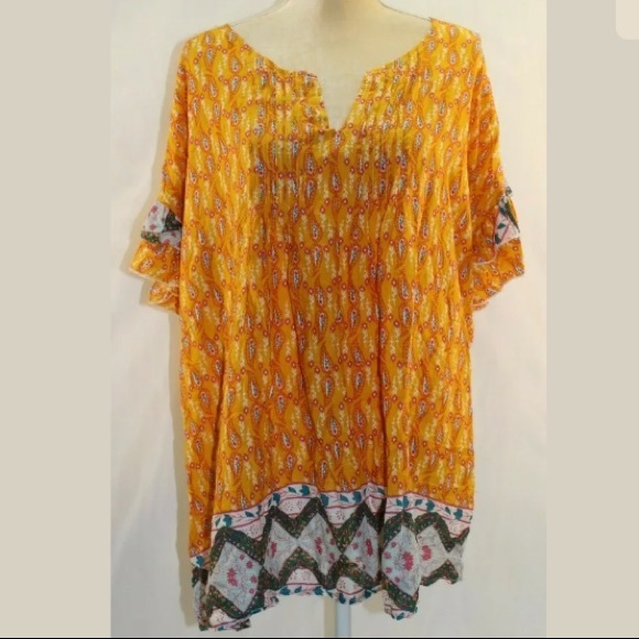 Reborn Yellow Floral Tunic Size 3X - Picture 2 of 4